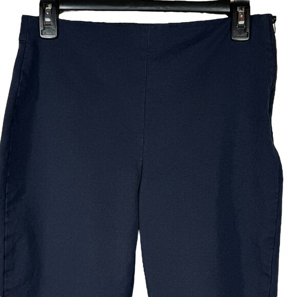 Everlane SZ 8 Dress Pants Flat Front Side Zip Elastic Waist Mid-Rise Navy Blue - Picture 2 of 8